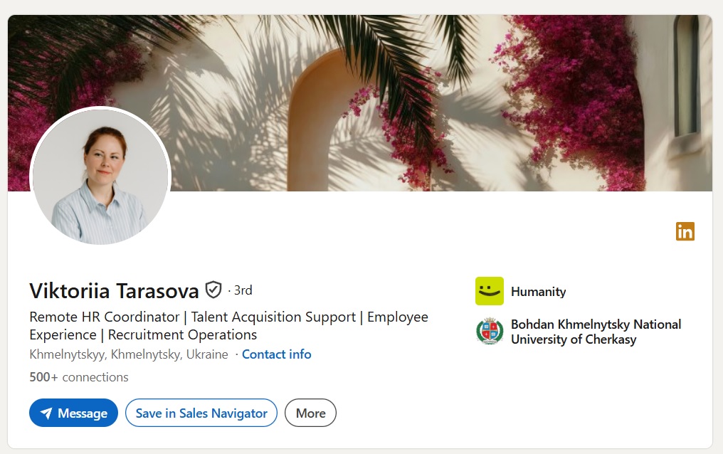 Managed LinkedIn account — HR Coordinator · Ukraine